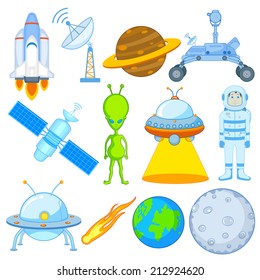 vector illustration of science and space icon set
