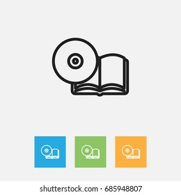 Vector Illustration Of Science Symbol On Compact Disk Outline. Premium Quality Isolated Cd Element In Trendy Flat Style.