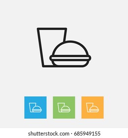 Vector Illustration Of Science Symbol On Fast Food Outline. Premium Quality Isolated Eat Element In Trendy Flat Style.