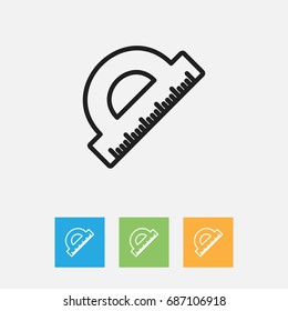 Vector Illustration Of Science Symbol On Straightedge Outline. Premium Quality Isolated Ruler Element In Trendy Flat Style.