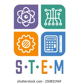 Vector illustration of Science, Technology, Engineering and Math education 