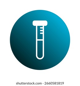 Vector illustration of a science test tube icon inside a blue gradient circle research experiment