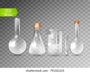 Vector illustration of scientific glassware - test tubes set.