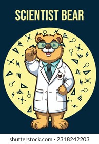 Vector Illustration, Scientist Bear, Animal Clipart