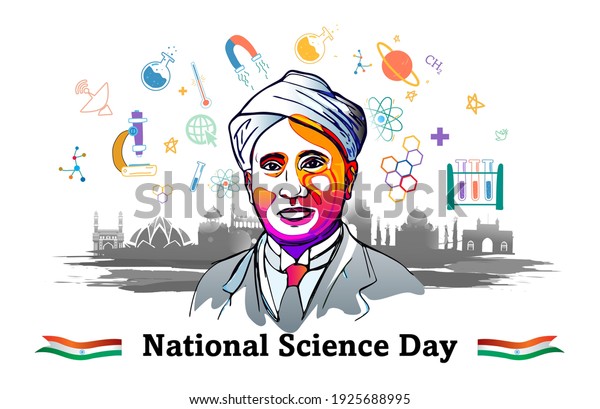 Vector illustration of Scientist C V Raman,\
Indian national science day\
celebration