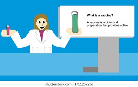 Ilustración vectorial Clases de química científica sobre vacunas.