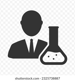 Vector illustration of scientist icon in dark color and transparent background(PNG).