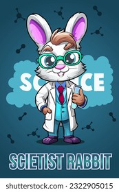 Vector Illustration, Scientist Rabbit, Animal Clipart