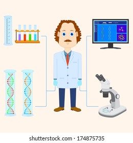 vector illustration of scientist scientific laboratory equipment