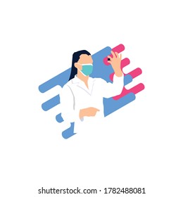 Ilustración vectorial de los científicos. Concepto de investigación científica elemento de diseño de estilo plano.