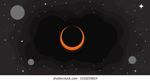 Vector Illustration Sci-fi Concepts Of Cartoon Black Hole Space With Star In The Universe On Abstract Black Background For Template Presentation Wallpaper Or Banner Websites