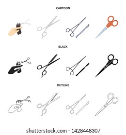 Vector illustration of scissor and craft icon. Set of scissor and open stock symbol for web.