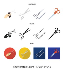 Vector illustration of scissor and craft symbol. Set of scissor and open vector icon for stock.