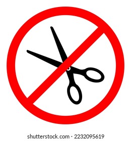 Ilustración vectorial de tijeras símbolo prohibido sobre fondo blanco