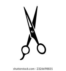 Vector illustration scissors graphic icon. Shears for hair cutting sign isolated on white background. Barber symbol minimalistic style.