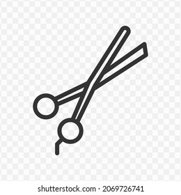 Vector illustration of scissors icon in dark color and transparent background(png).