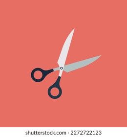 Vector illustration of scissors icon, office scissors, office item, cut out.