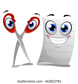 Vector Illustration of Scissors and Paper Mascot