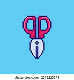 Vector Illustration of Scissors with Pixel Art Design, perfect for game assets themed designs