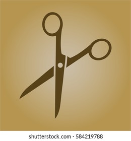 Ilustración vectorial de tijeras símbolo vectorial en Brown
