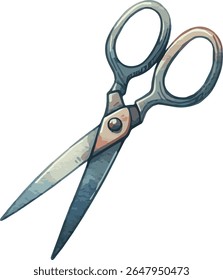 Vector Illustration of Scissors in Watercolor Style