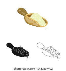 Vector illustration of scoop and rice logo. Collection of scoop and grain stock symbol for web.