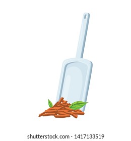 Vector illustration of scoop and tea sign. Set of scoop and leaf stock symbol for web.