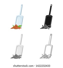 Vector illustration of scoop and tea sign. Set of scoop and leaf vector icon for stock.