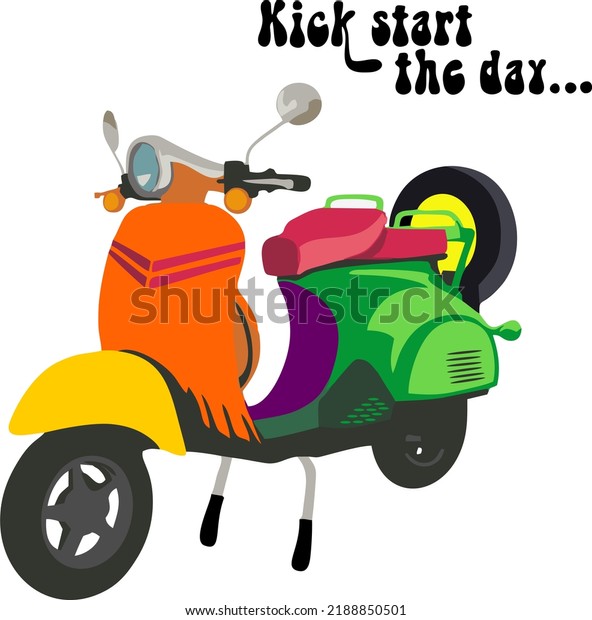 Vector Illustration Scooter Kick Start Day Stock Vector (Royalty Free