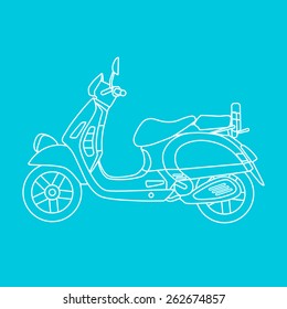 Vector illustration of scooter made in linear flat style. Illustration of dynamic city lifestyle.