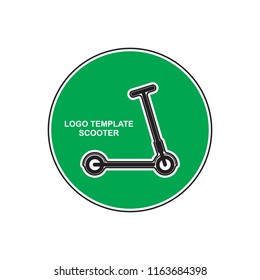 Vector illustration of a scooter and a minimalist logo with all white