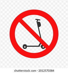 Vector illustration of Scooters are prohibited icon in dark color and transparent background(png)