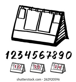 Vector illustration scoreboard drawn by hand in the style of comics with a series of numbers.