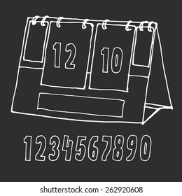 Vector illustration scoreboard drawn by hand in the style of comics with a series of numbers.