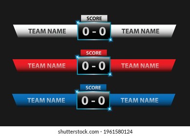 Vector Illustration Scoreboard Team Broadcast Graphic And Template For Sport, Competition, and Championship