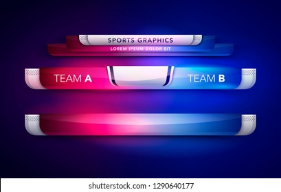 Vector Illustration Scoreboard Team A Vs Team B Broadcast Graphic And Lower Thirds Template For Sport, Soccer And Football