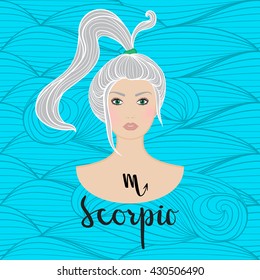 Vector illustration of Scorpio astrological sign as a beautiful girl.