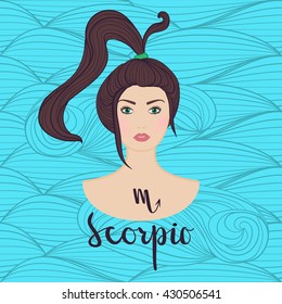 Vector illustration of Scorpio astrological sign as a beautiful girl.