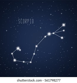 Vector illustration of Scorpio constellation on the background of starry sky