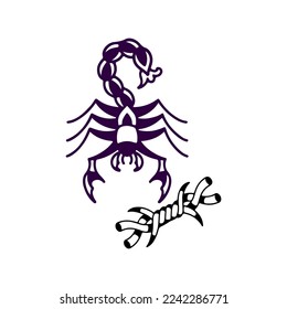 vector illustration of a scorpion and barbed wire