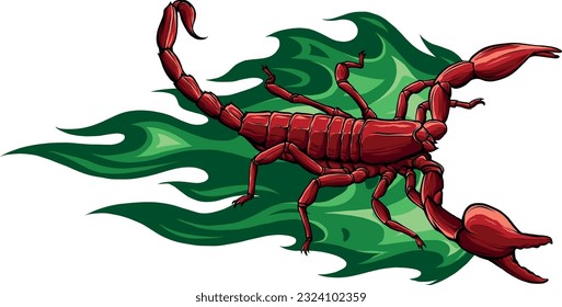 vector illustration of scorpion with flames design