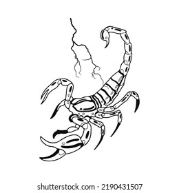 ilustración vectorial de un escorpión con relámpago