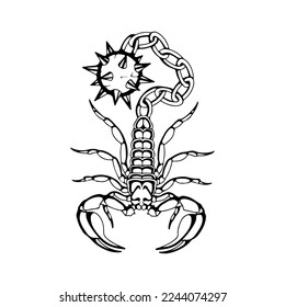 vector illustration of a scorpion with a mace