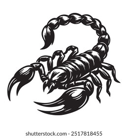 Ilustração vetorial de uma silhueta de escorpião sobre um fundo branco