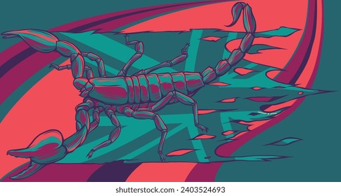 ilustración vectorial de Scorpion con bandera del reino unido