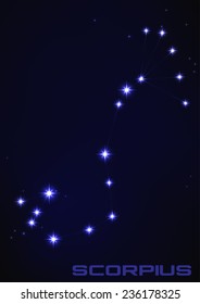 Vector illustration of Scorpius constellation in blue 