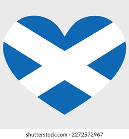 Vector illustration of the Scotland flag with a heart shaped isolated on plain background.