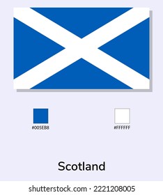 Vector Illustration of Scotland flag isolated on light blue background. Illustration Scotland flag with Color Codes. As close as possible to the original. 
