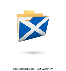 Vector illustration of Scotland flag isolated in file folder on white background.