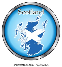 Vector Illustration for Scotland, Round Button. 